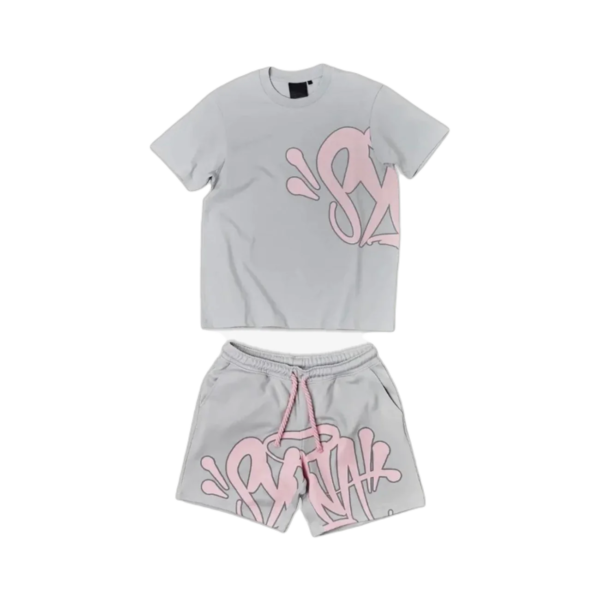 SYNA WORLD LOGO T-SHIRT – SHORT SET – GREY/PINK