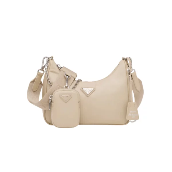 BORSA A SPALLA DONNA RE-EDITION 2005 RE-NYLON DESERTO CON TRACOLLA LOGO CLASSIC