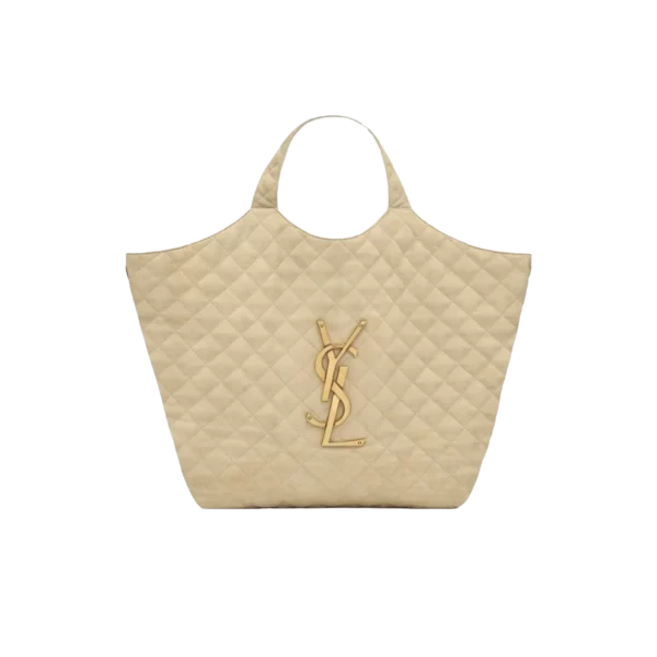 BORSA ICARE GRANDE BEIGE LOGO ORO