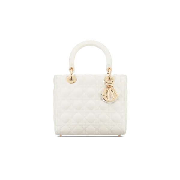 BORSA LADY-D MEDIA COLORE LATTE CANNAGE LOGO ORO