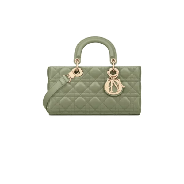 BORSA MEDIUM LADY-D JOY IN PELLE DI AGNELLO VERDE PASTELLO