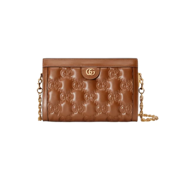BORSA GG MATELASSÉ MISURA PICCOLA IN PELLE MARRONE CHIARO