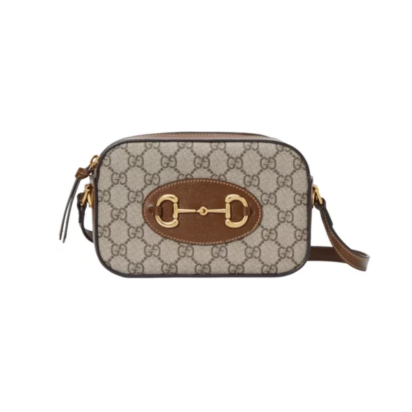 BORSA A SPALLA HORSEBIT 1955 MISURA PICCOLA SUPREME BEIGE ED EBANO