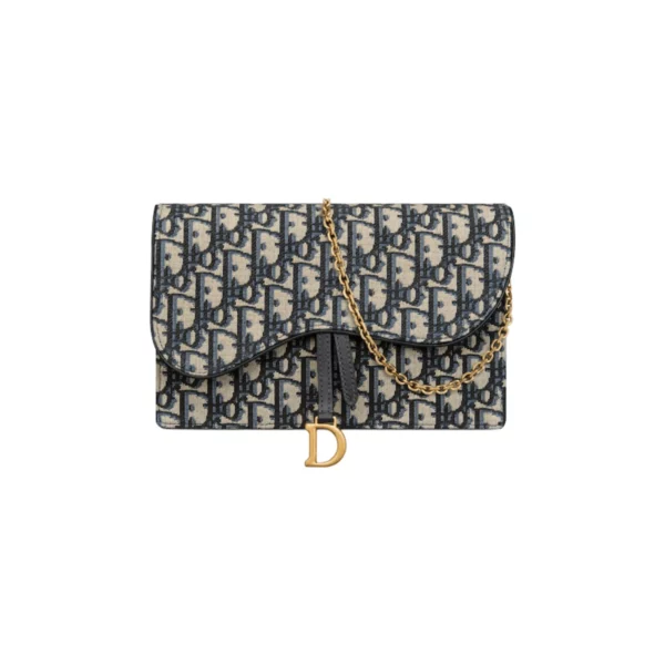 POCHETTE SADDLE JACQUARD OBLIQUE BLU